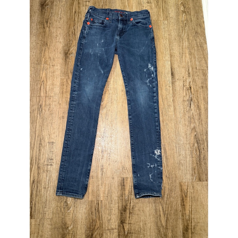 True Religion Manchester United Distressed Slim Jeans 28 Dark Wash Red‎ Hardware